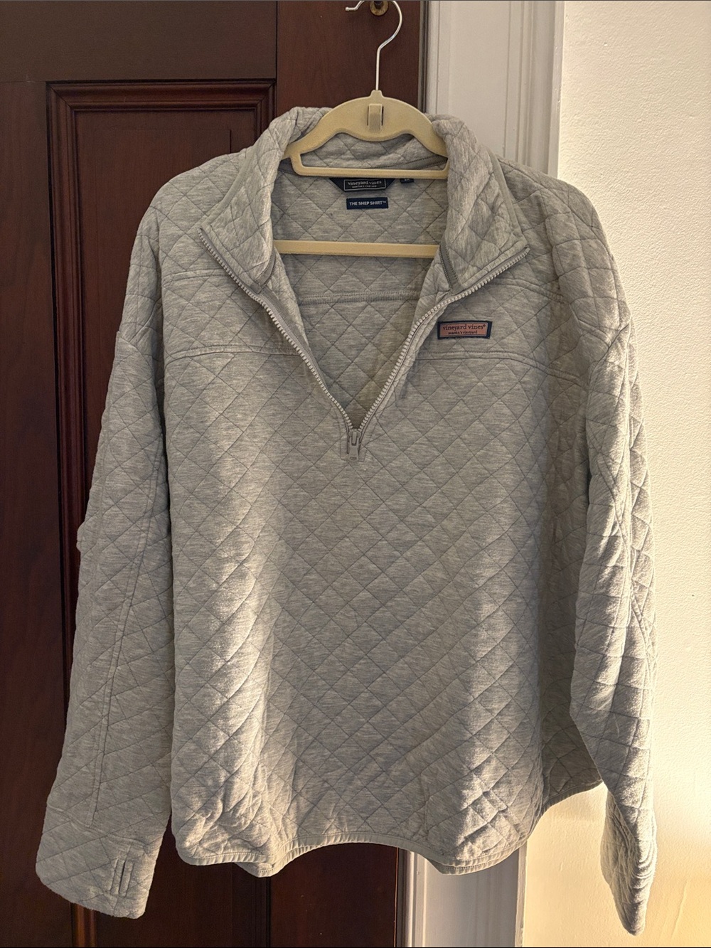Vineyard Vines Quilted Half-Zip Pullover - Light Gray